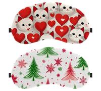 Snowflake Red Green Christmas Tree White Background 2 PCS Light-Blocking Soft Breathable Sleeping Mask Eye Patch