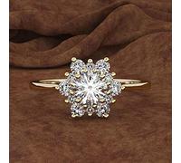 Snowflake Ring Fashion Yellow Rose Gold Color Crystal Zircon Stone Ring Vintage Wedding Rings For Women