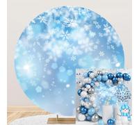 Snowflake Round Backdrop Cover Photography 7.2ft Winter Christmas Circle Arch Backdrop Stand Cover Winter Wonderland Frozen Snowflake Background for Family Xmas Party Birthday Wedding Decorations