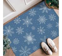 Snowflake Runner Rug, Winter Cozy Dot Pattern Winter Blue Non-Slip Indoor Doormat Accents Rug Non Shedding for Kitchen Hallway Laundry Room Entryway Decor 2x3 Ft