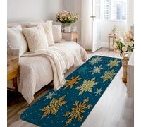 Snowflake Runner Rug, Winter Festive Dots Ornament Winter Teal Non-Slip Carpets Fade Resistant Home Aesthetic for Kitchen Entryway Laundry Hallway Decor 2x8 Ft