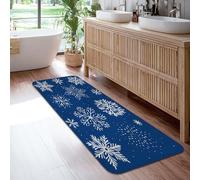 Snowflake Runner Rug, Winter Festive Star Dot Winter Blue Non-Slip Aesthetic Rectangle Home Floor Carpet for Kitchen Bedside Entryway Hallway Decor 2x6 Ft