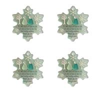 Snowflake Shaped Friendship Decor Pendant, 2D Flat Acrylic Sea Glass Style Christmas Tree Ornaments, Timeless Friendship Keepsake for Friends, Thank You Gift, Hanging Holiday Decoration (4 Pc)