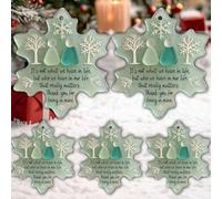 Snowflake Shaped Friendship Decor Pendant, 2D Flat Acrylic Sea Glass Style Christmas Tree Ornaments, Timeless Friendship Keepsake for Friends, Thank You Gift, Hanging Holiday Decoration (5 Pc)