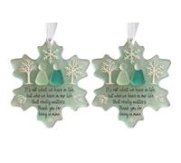 Snowflake-shaped Sea Glass Friendship Decor | 2 Piece Acrylic Snowflake Christmas Tree Hanging Ornaments | Thank You for Being In Mine Sea glass Pendant Decoration | Gift for Best Friends