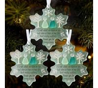 Snowflake-Shaped Sea Glass Friendship Decor, 3D Sea Glass Snowflake Friendship Christmas Tree Hanging Ornament, Thank You for Being in Mine Seaglass Christmas Keepsake Decor Gift for Friends (3PCS)