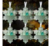 Snowflake-Shaped Sea Glass Friendship Decor, 3D Sea Glass Snowflake Friendship Christmas Tree Hanging Ornament, Thank You for Being in Mine Seaglass Christmas Keepsake Decor Gift for Friends (6PCS)