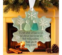 Snowflake-Shaped Sea Glass Friendship Decor, 3D Sea Glass Snowflake Friendship Christmas Tree Hanging Ornament, Thank You for Being in Mine Seaglass Christmas Keepsake Decor Gifts for Friends (1PC)