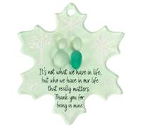 Snowflake Shaped Sea Glass Friendship Decor, Handmade Neighbours Heart for Christmas Tree Hanging Ornaments, 2D Seaglass Thank You Gift for Christmas (C)