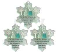 Snowflake-Shaped Sea Glass Friendship Decor, Sea Glass Snowflake Friendship Christmas Tree Hanging Ornament, Thank You for Being in Mine Seaglass Christmas Keepsake Decor (3)