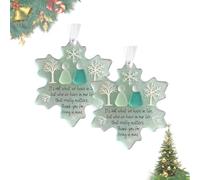 Snowflake-Shaped Sea Glass Friendship Decor, Snowflake Friendship Christmas Tree Ornament, Sea Glass Inspired Hanging Decoration with Gift Box, Meaningful Friendship Gift for Christmas (2PCS)