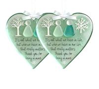 Snowflake-Shaped Sea Glass Friendship Ornament, Timeless Friendship Heart Keepsake,Handmade Sea Glass Christmas Decoration for Tree, Window, Coastal Art for Best Friends (2)