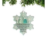 Snowflake-Shaped Sea Glass Thank You Keepsake, 2025 Snowflake Sea Glass Friendship Ornaments, Winter Christmas Hanging Decorations Indoor, Xmas Gift for Best Friends (1)