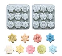 Snowflake Silicone Mold, 2PCS 9-Cavity Christmas Chocolate Molds Reusable Non-Stick Molds for DIY Christmas Wax Melts, Ice Cube, Jello Candy, Candle, Soap