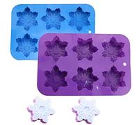 Snowflake Silicone Molds,Accfore 2 Pack Cake Pans Cookie Trays Handmade Soap Making Molds Also for Chocolate Pudding Jelly Muffin Cups Kitchen Baking Decoration(Blue/Purple) (2 Pack)