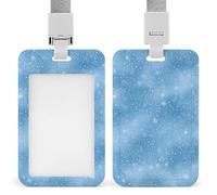 Snowflake Snowy White Dots Funny ID Card Badge Holder Vertical Protector Case with Lanyard for Office Work