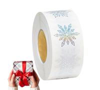 Snowflake Stickers Roll, 500 Pieces Self-Adhesive Transparent Christmas Labels, Gold Foil Snowflake Stickers, for Journal Greeting Cards Crafts Box Tags