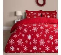 Snowflake Teddy Fleece Duvet Cover Bedding Winter Christmas OHS Red Double