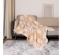 Snowflake Throw Blanket - Double Layer Plush Sherpa Fleece Winter Blanket Soft Cozy Warm Decorative Snowflake Pattern with AB Side Design for Couch Bed Sofa Nap Travel Camping (Khaki,130x160cm)