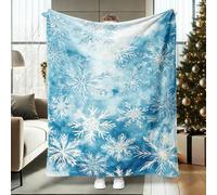 Snowflake Throw Blanket, Winter Cozy Ice Crystal Swirl Winter Blue Flannel Blanket Soft Lightweight Decorative for Couch Sofa Bed Lap Office Chair Desk 60x80 Inch