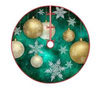 Snowflake Tree Skirt, Christmas Festive Ornament Star Christmas Teal Reusable Velvet Knitted Tree Skirt for Home Entryway Living Room Indoor Festival Party Decor 48 Inch