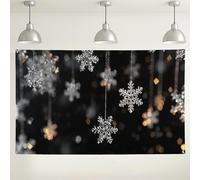 Snowflake Winter Backdrop, Elegant Sparkling Holiday Party Decorations Background, Christmas Photo Booth Supplies for Indoor/Outdoor Events 71x43 Inch