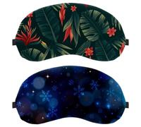 Snowflake Winter Blue 2 Piece Eye Mask, Sleeping Eye Mask for Side Sleeper, Zero Eye Pressure Night Blindfold, Adjustable Sleep Cover, Completely Block Out Light Eye Shade