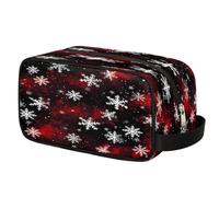 Snowflake Winter Christmas Toiletry Bag for Travel, Cosmetic Makeup Bag Waterproof Polyester Shaving Bag for Men Women Kids, Portable Organizer for Bathroom Gym Vacation