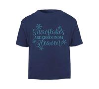 Snowflakes are Kisses from Heaven Style 1 Short Sleeve Cotton Toddler t Shirt, 3-4 Years, Navy