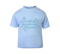 Snowflakes are Kisses from Heaven Style 1 Short Sleeve Cotton Toddler t Shirt, 3-4 Years, Pastel Blue