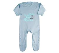 Snowflakes are Kisses from Heaven Style 2 Baby Romper Jumpsuit with feet, 6-12 Months, Pastel Blue