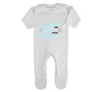 Snowflakes are Kisses from Heaven Style 2 Baby Romper Jumpsuit with feet, 6-12 Months, White