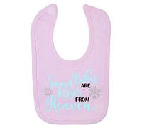 Snowflakes are Kisses from Heaven Style 2 Cotton Baby bib - Pastel Pink