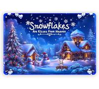 Snowflakes Are Kisses from Heaven Tin Sign Vintage Christmas Winter Sign Wall Decor for Home Cafe Kitchen Coffee Shop Restaurants Farmhouse Holiday Party Decoration 8x12 inch