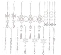 Snowflakes Christmas Tree Decorations | 2D Acrylic 18-Piece Transparent Pendant | Christmas Snowflake Ornament - For , Snow, Classroom, Office, Birthday, Winter, Home, Party