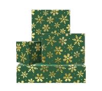 Snowflakes Christmas Wrapping Paper,4 Folded Sheets 50 * 70cm Large Gold Foil Snowflake Gift Wrap Dark Green Art Paper Perfect for Christmas Winter Holiday Baby Shower Party Decorations
