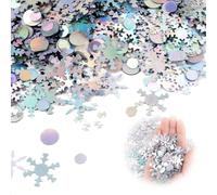 Snowflakes Confetti, Glitter DIY Snowflake Table Scatter for Winter Holiday Parties Xmas Wonderland Wedding Christmas Crafts Decorations (Silver, 30g)