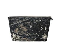 Snowflakes Dancing On The Branches of Trees Women Makeup Bag Print Large Capacity Travel Makeup Bag, Leather Waterproof Toiletry Shaving Bags Pouch Purse