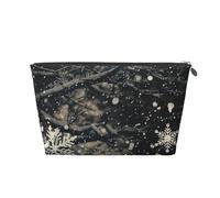 Snowflakes Dancing On The Branches of Trees Women Makeup Bag Print Large Capacity Travel Makeup Bag, Leather Waterproof Toiletry Shaving Bags Pouch Purse