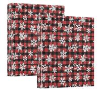 Snowflakes on A Red and Black Buffalo Plaid Pattern D Ringss Binders with Pockets 1 Pack 1.5" Assorted Binders Office Document Organizer Hardcover