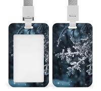 Snowflakes on Tree Badge Holder with Lanyard, Vertical ABS Plastic ID Card Holder Fashion Name Badge Holders Office ID Card Protector for Teacher Nurse Employee Security Staff