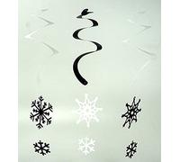 Snowflakes Silver & White Ceiling Swirls Dangling Christmas Decorations (Pack of 12 Swirls)