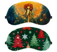 Snowflakes Stars Green Red Christmas Trees 2 Packs Light-Blocking Soft Breathable Eye Patch Sleeping Masks