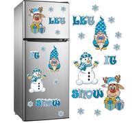 Snowflakes Window Clings PVC Christmas For Refrigerator Christmas Garage Door Magnets Large Decorations Sticker For Fridge Metal Door Santa Reindeer Holiday Magnets Kitchen
