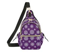 Snowflakes Xmas Dark Purple Vivid Floral Print Sling Bag Photo Print Weekend Trip