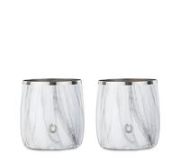 Snowfox Elegance Collection Insulated Stainless Steel Old Fashioned/Whiskey Glasses, Whiskey Rocks Glasses, Set of 2, Marble