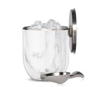 Snowfox Plus - Insulated Ice Bucket with Lid/Scoop, Premium Vacuum Insulated Stainless Steel Ice Buckets for Parties, Ice Box, Home Bar Accessories, Parties Supplies, Bar Decor, 3L, Marble