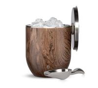 SNOWFOX Premium Vacuum Insulated Double Wall Stainless Steel Ice Lid/Scoop Bar Accessories-Large Elegant Party Bucket-Chills Several Bottles-Beautiful Entertaining, 3 Liters, Dark Walnut