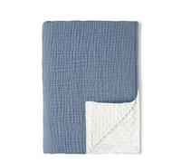 SNOWGAOGAO Baby Blanket for Newborn Boys Girls, Soft Breathable Muslin Cotton & Dotted Fleece Nursery Blankets, Receiving Blanket for Crib, Stroller & Moses Basket, 75x100cm (Blue)