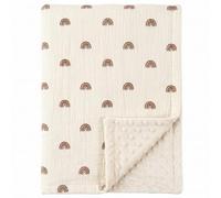 SNOWGAOGAO Baby Blanket for Newborn Boys Girls, Soft Breathable Muslin Cotton & Dotted Fleece Nursery Blankets, Receiving Blanket for Crib, Stroller & Moses Basket, 75x100cm (Rainbow)